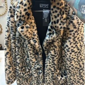 Stylish Leopard Print Faux Fur Coat